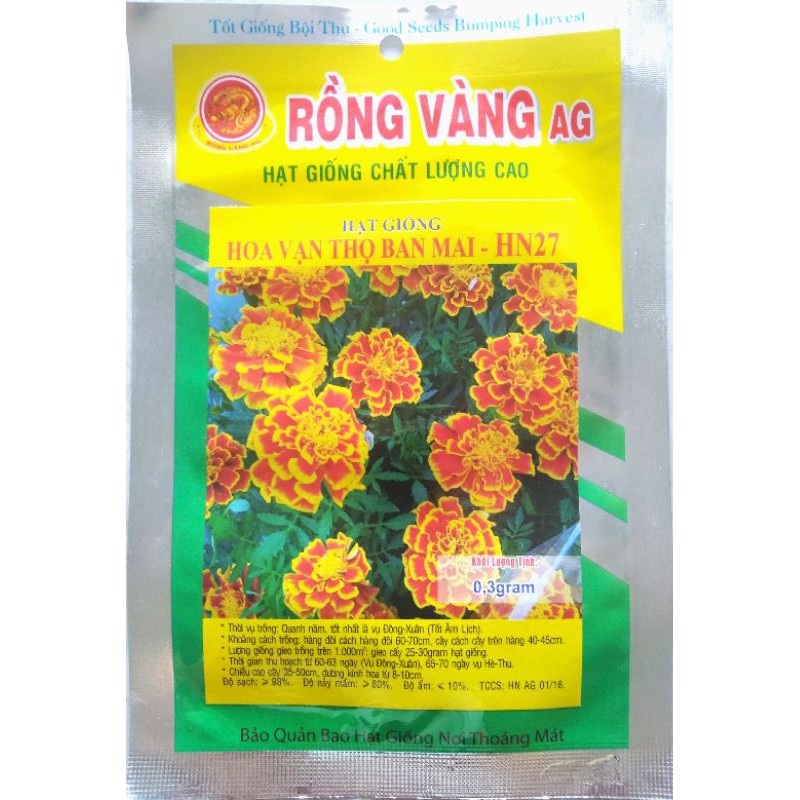Hạt giống hoa vạn thọ ban mai ( vạn thọ Pháp) 0,3gr