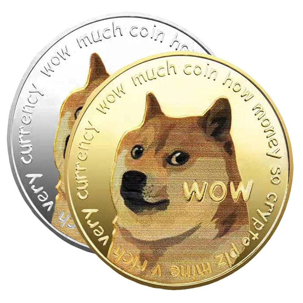 Đồng Xu Bitcoin Mạ Vàng / Bạc Họa Tiết Chú Chó Shiba Dễ Thương