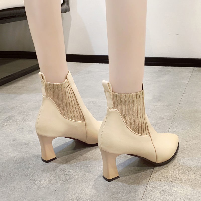 Giày Bốt Cao Gót Mũi Nhọn Co Giãn Phong Cách Âu Mỹ Thời Trang Thu Đông 2020 | BigBuy360 - bigbuy360.vn