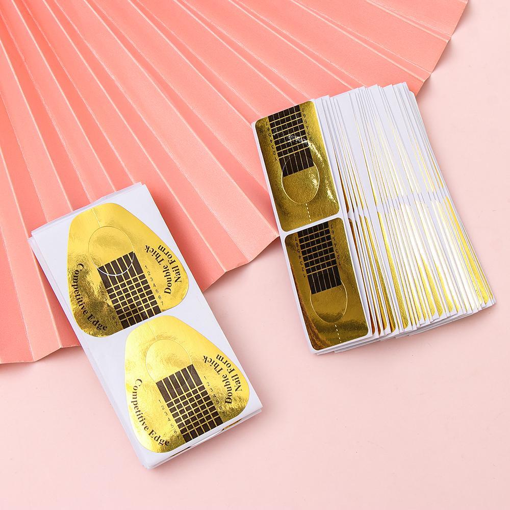 CACTU Bộ 50 / 100 Khuôn Đắp Nối Dài Móng Tay Kiểu Pháp Dễ Sử Dụng