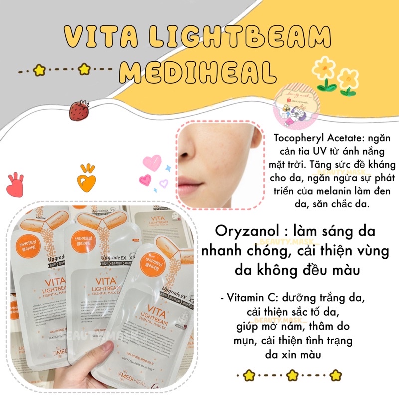 ✨ Mặt nạ dưỡng trắng sáng da Vita Lightbeam Mediheal Hàn Quốc