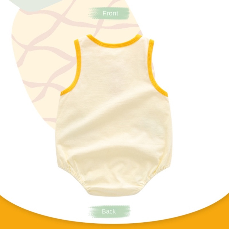 Áo Liền Quần Tam Giác Vải Cotton Mỏng Tay Ngắn In Hoạt Hình Dễ Thương Cho Bé Từ 0-24 Tháng Tuổi