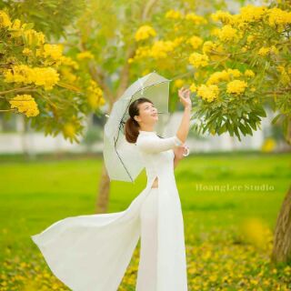 Combo áo dài lụa trắng kèm quần