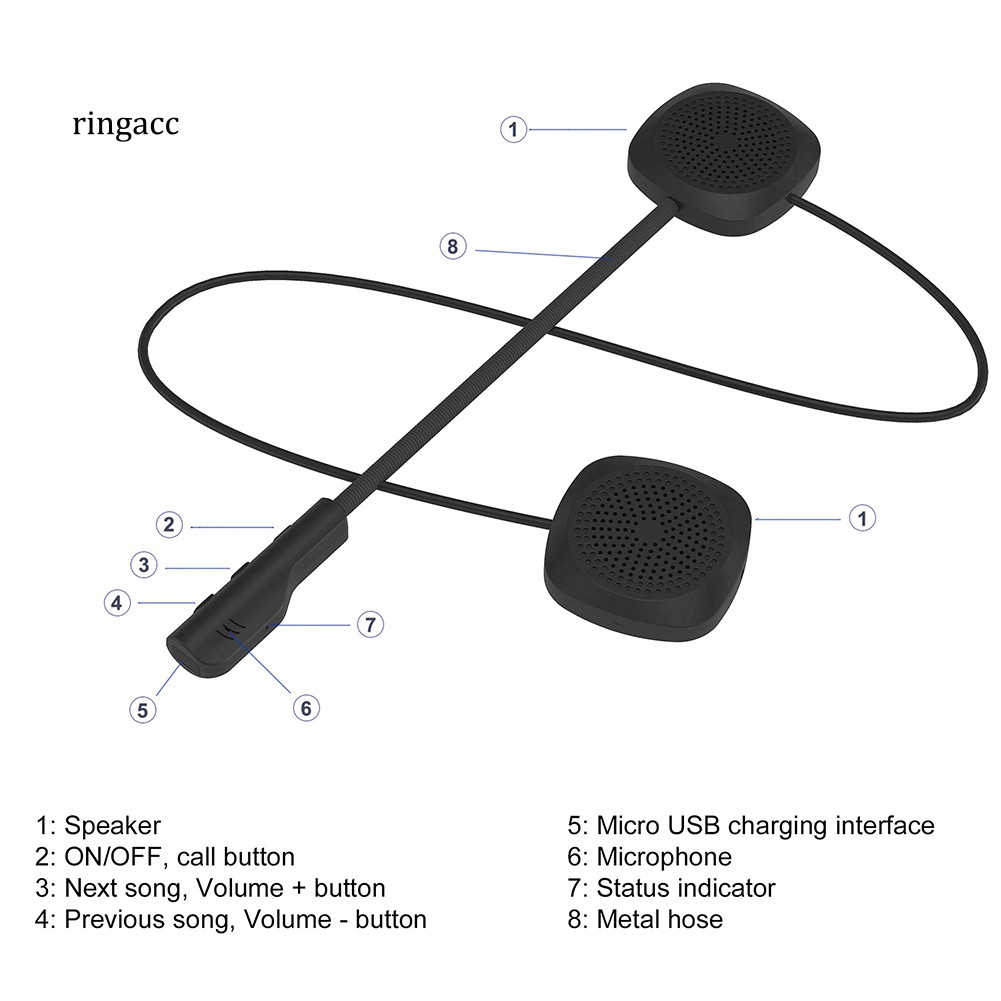 Tai Nghe Bluetooth 5.0 Có Mic Chuyên Dụng Cho Nón Bảo Hiểm Xe Mô Tô