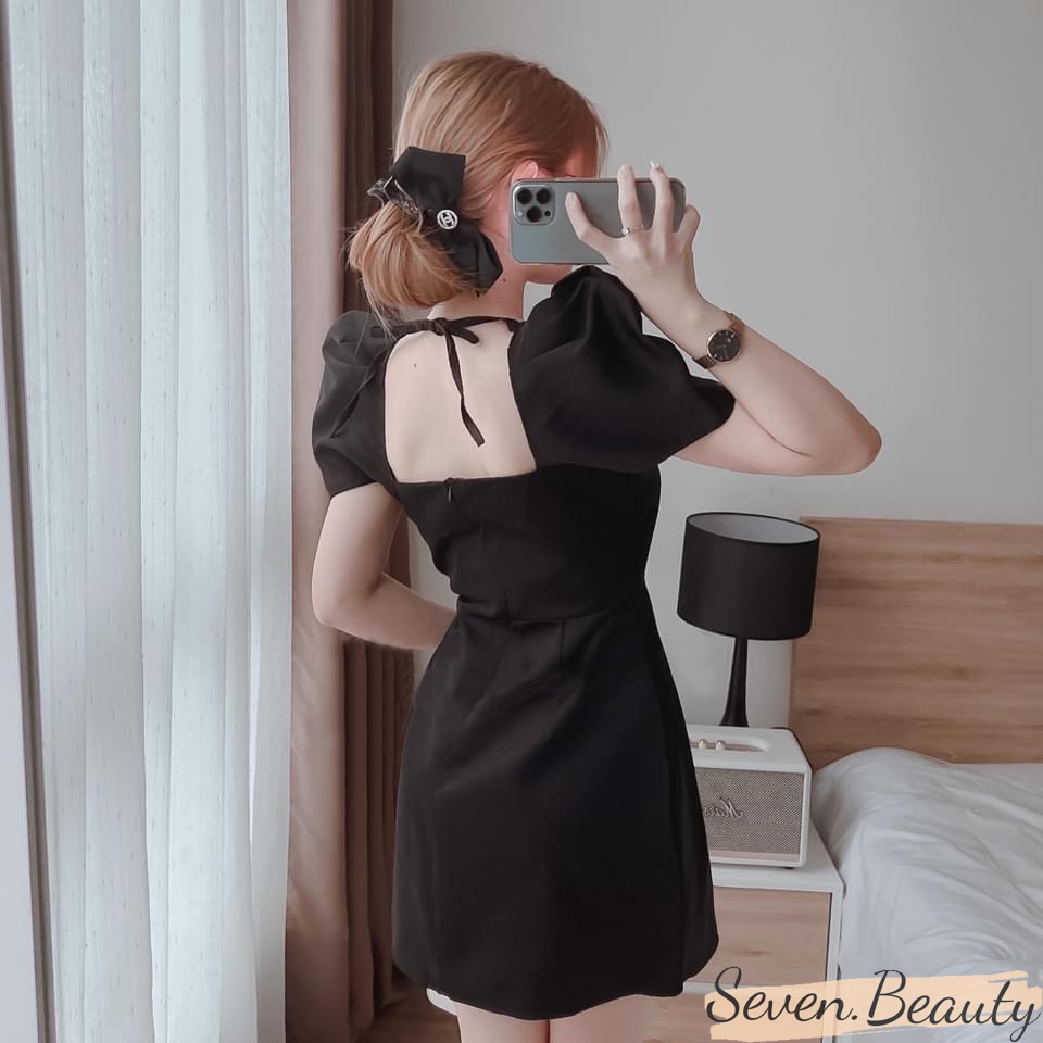 [FREESHIP ĐƠN TỪ 50K] Váy tay bồng cổ vuông thắt dây cổ
