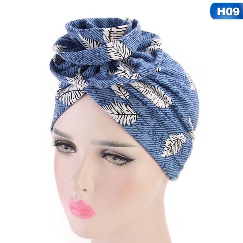 Mũ Turban cotton đính hoa phong cách Bohemian