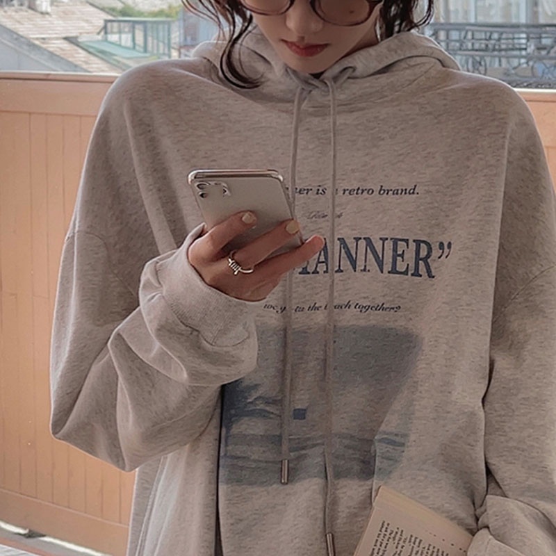 Áo hoodie IELGY in chữ phong cách retro thời trang dành cho nữ