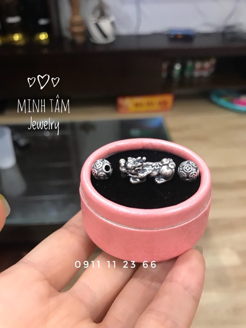 Combo tỳ hưu và 2 bi cầu kim tiền bạc nõn S999 Minh Tâm Jewelry