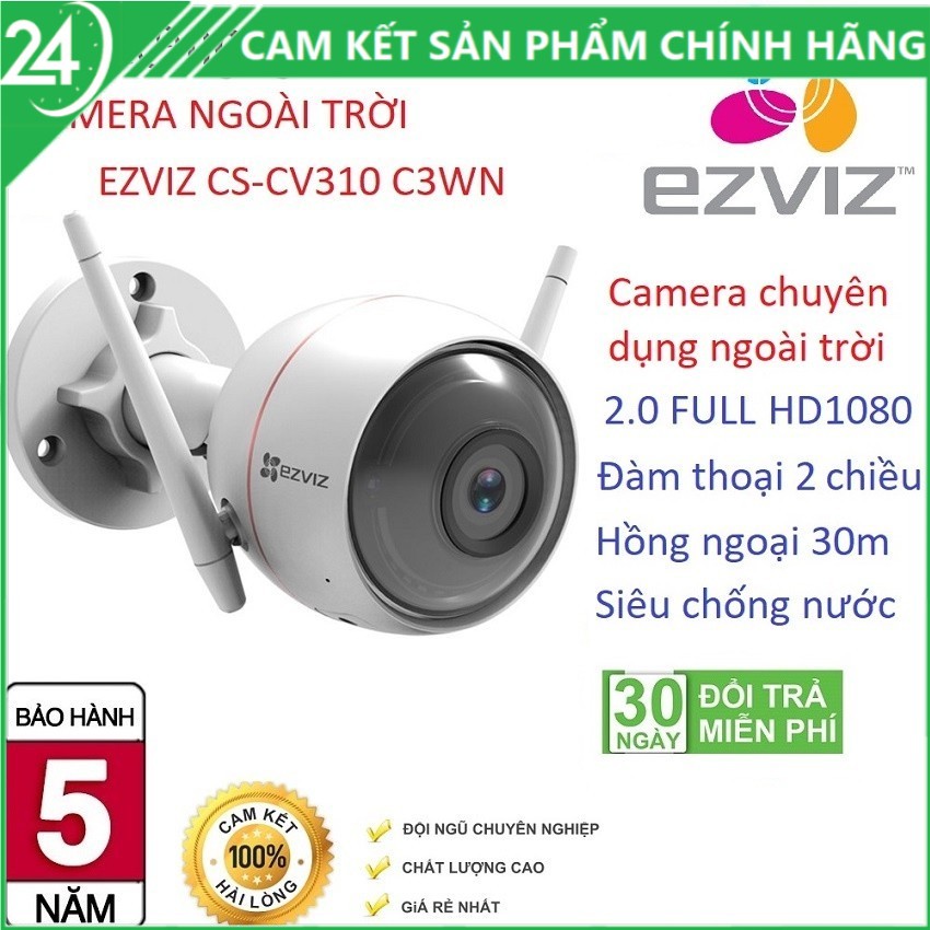 CAMERA WIFI EZVIZ CS-CV310 C3WN 2.0mp FULL HD 1080px1920 - Chuyển Dụng Ngoài Trời, Có Nháy Đèn Hú Còi - BH 5 năm