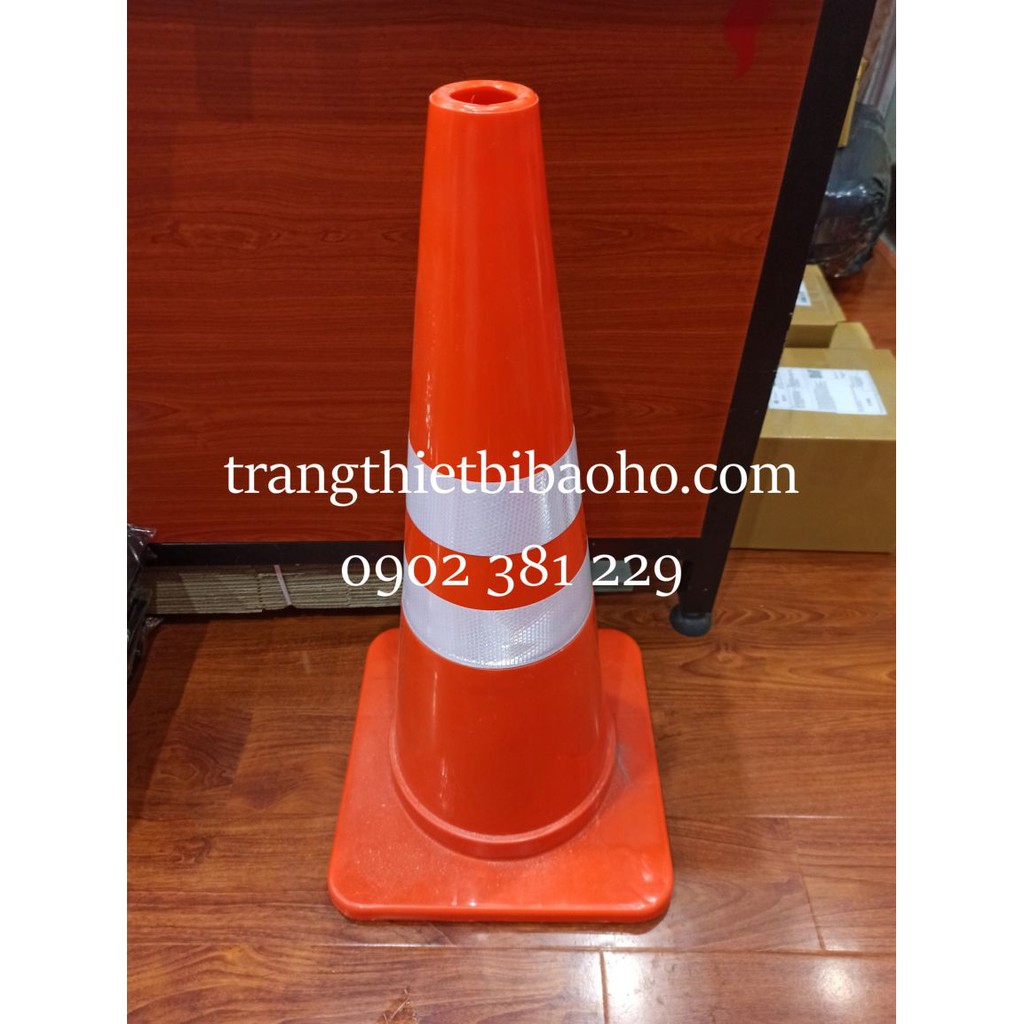 Cọc giao thông chóp nón phản quang 2 sọc màu cam GT70A