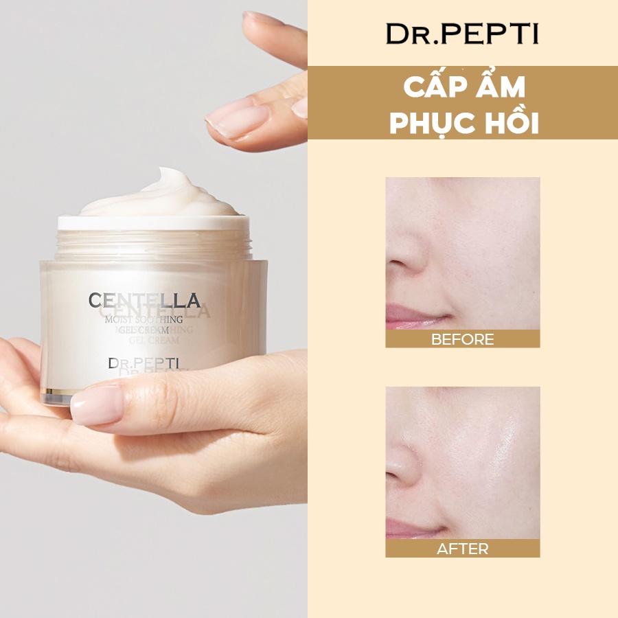 Kem Dưỡng Ẩm Chiết Xuất Rau Má Làm Dịu Da Dr.Pepti Centella Moist Soothing Gel Cream 70ml