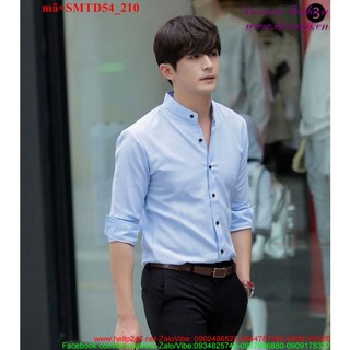 Áo sơ mi nam công sở tay dài cổ trụ lịch lãm SMTD54