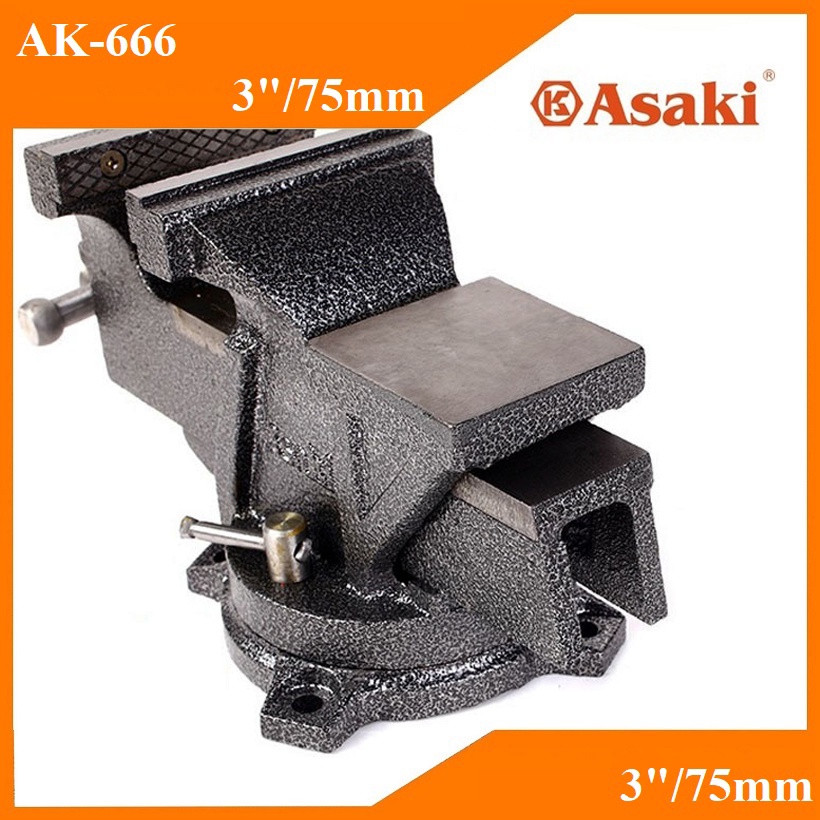 Ê tô bàn nguội 75mm/3" xoay 360 độ Asaki AK-666, E tô chất lượng cao giá tốt, shop uy tín