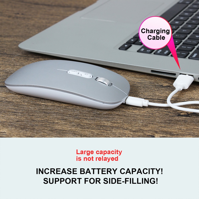 Chuột Không Dây Hai Chế Độ Kèm Đầu Nhận USB Cho Máy Tính