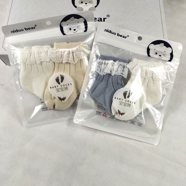 [CAO CẤP] SET 2 TẤT VIỀN REN BÉ GÁI CAO CẤP MỀM DỊU ÊM ÁI 100% COTTON 0-5 TUỔI