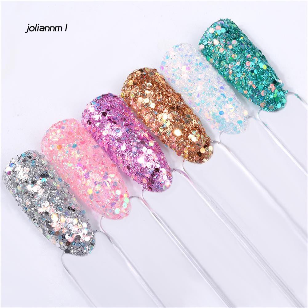 [Hàng mới về] Bộ 6 hộp sequin laze kim tuyến đầy màu sắc trang trí làm móng nghệ thuật