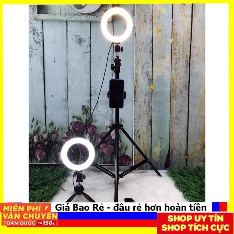 Đèn Livestream 26cm Full Bộ Gồm Chân Đèn Và Giá Đỡ Điện Thoại, Hỗ Trợ Bán Hàng, Make Up, Nối Mi