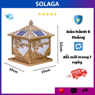 Đèn trụ cổng năng lượng mặt trời 25cm hình Cây Tùng SOLAGA HT692