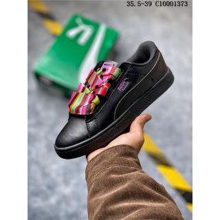 PUMA SUEDE HEART Rihanna Ribbon Bow Giày đế xuồng thấp Đen Giày thể thao thông thường Kích thước: 36-39