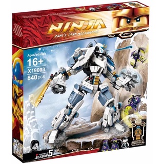 Lắp ráp Ninjag0 19003 robot chiến giáp hợp thể Zane's Titan Mech Battle 840 mảnh