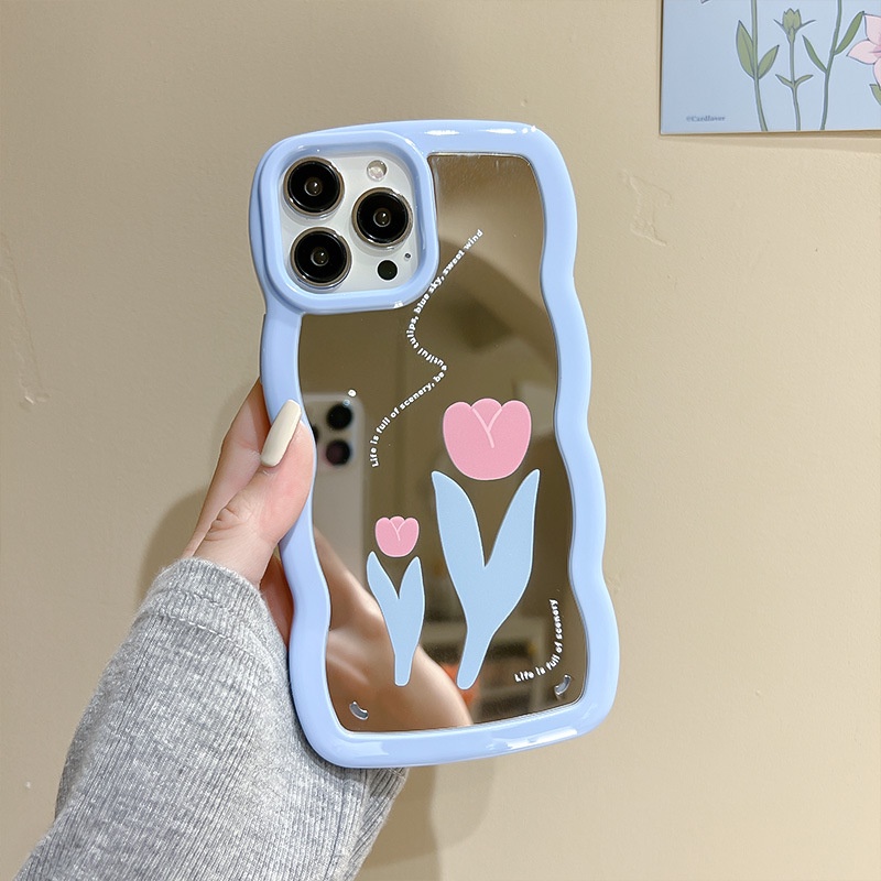 Ốp lưng iphone Ốp Điện Thoại Họa Tiết Ren Hoa Tráng Gương Cho iphone 11 / 12 / x / 8plus / 13Pro Dinuo case