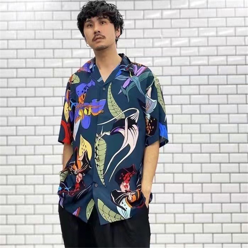 Áo Sơ Mi Tay Ngắn Dáng Rộng In Hình WACKO MARIA Plus Size S-XL
