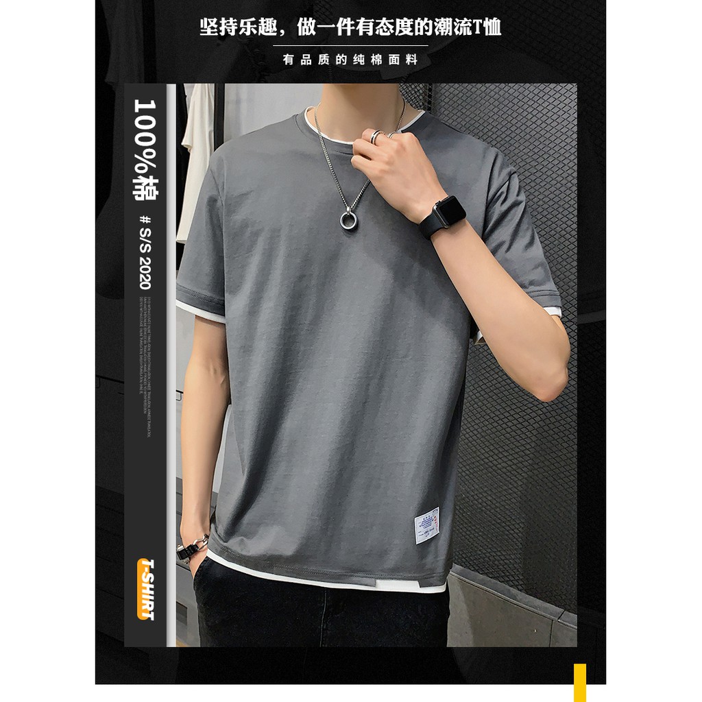Áo thun cotton đơn giản phong cách Hàn Quốc thời trang dành cho nam