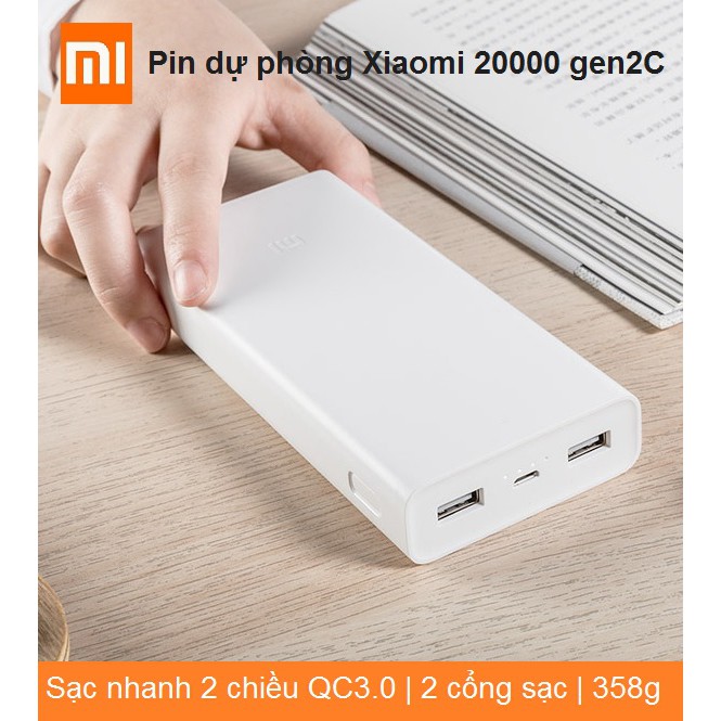 [FreeShip 50K - Mã ELCE giảm 7%] Pin Sạc Dự Phòng Xiaomi 20000mAh Gen2C - Chính hãng - 1 đổi 1 trong 30 ngày