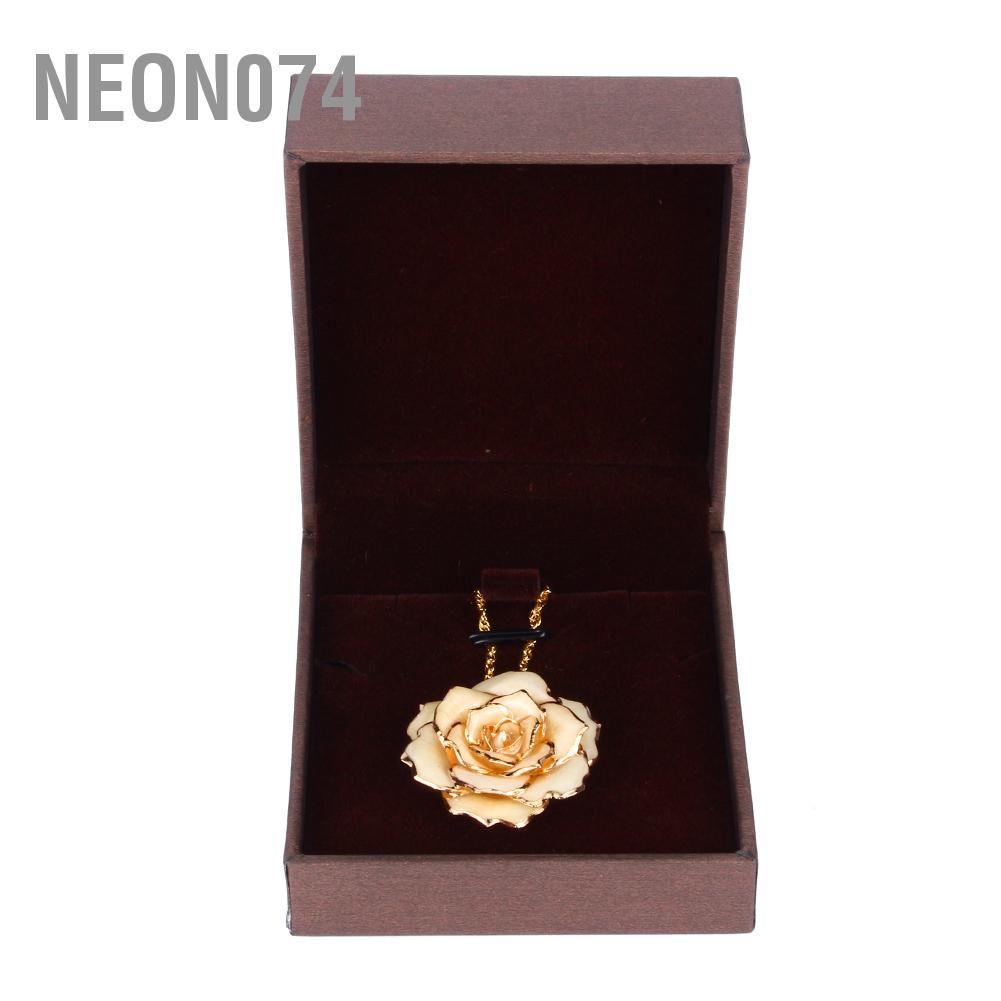 🥭 Vòng cổ Mặt Hoa Hồng Dây chuyền vàng Hoa hồng 30mm với mặt dây nhúng 24k Quà tặng cho phụ nữ Neon074