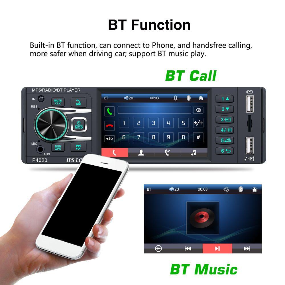 PISTA Đầu MP5 FM / USB / AUX Kết Nối Điện Thoại / Camera Chiếu Hậu Xe Hơi