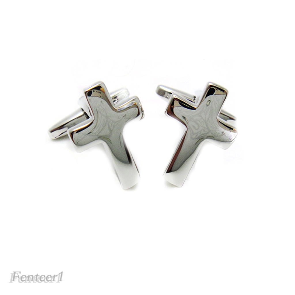 Religious Silver Brass  Cross Cufflinks Fashion Party Jewelry