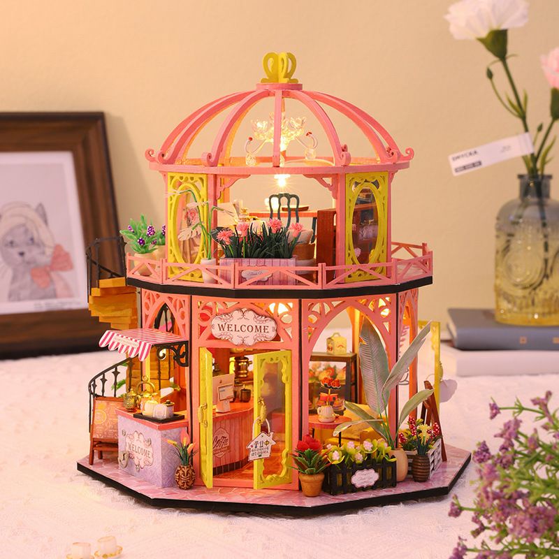 Nhà búp bê Mô hình gỗ Tiệm trà, quán cafe kèm mica, keo