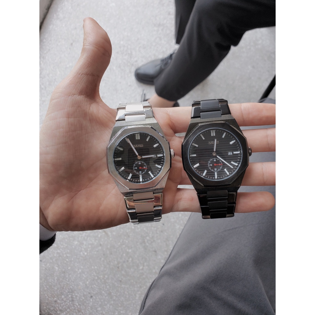 Đồng hồ nam cao cấp dây thép Chính hãng skmei doanh nhân công sở đi kèm với đầy đủ phụ kiện + Bảo hành chính hãng