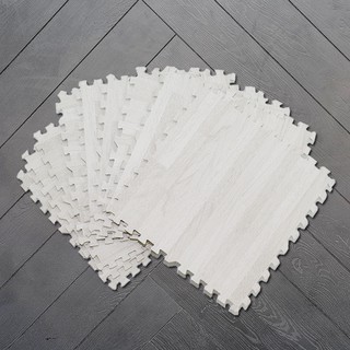 Set 04 Tấm Thảm Xốp Lót Sàn Cho Bé Suteki Màu Vân Gỗ Xám Sáng, Chất Liệu EVA, Kích Thước 30x30, Dày 1cm
