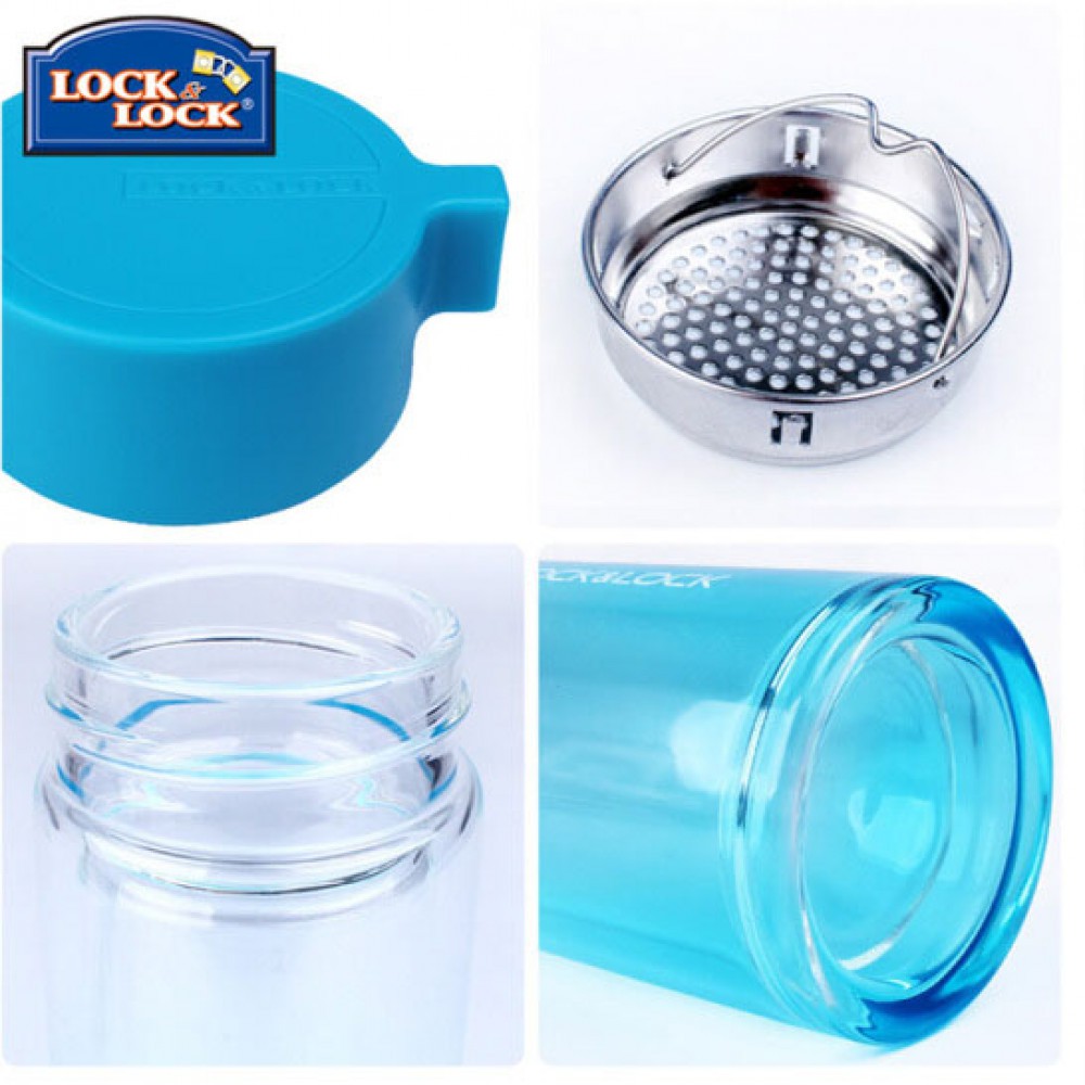 Bình nước thủy tinh 2 lớp chống nóng tay Lock&lock Crystal LLG653 350ml màu xan