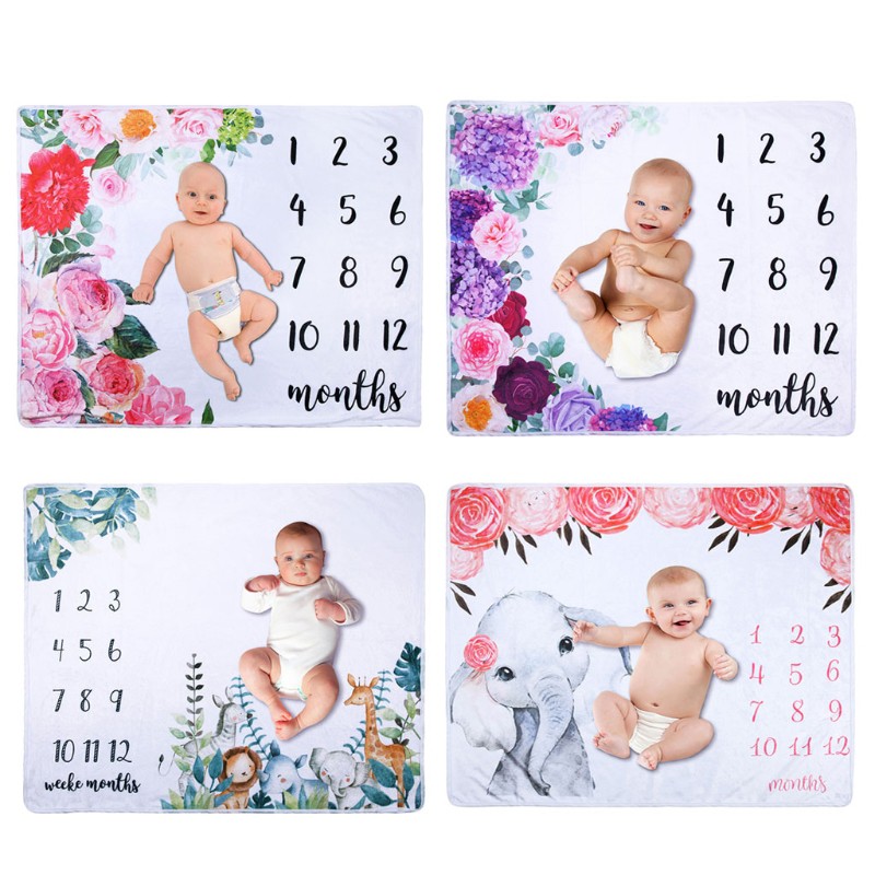 Mary Baby Blanket Flannel Photography Monthly Photo Newborn Milestone Crawling Mat