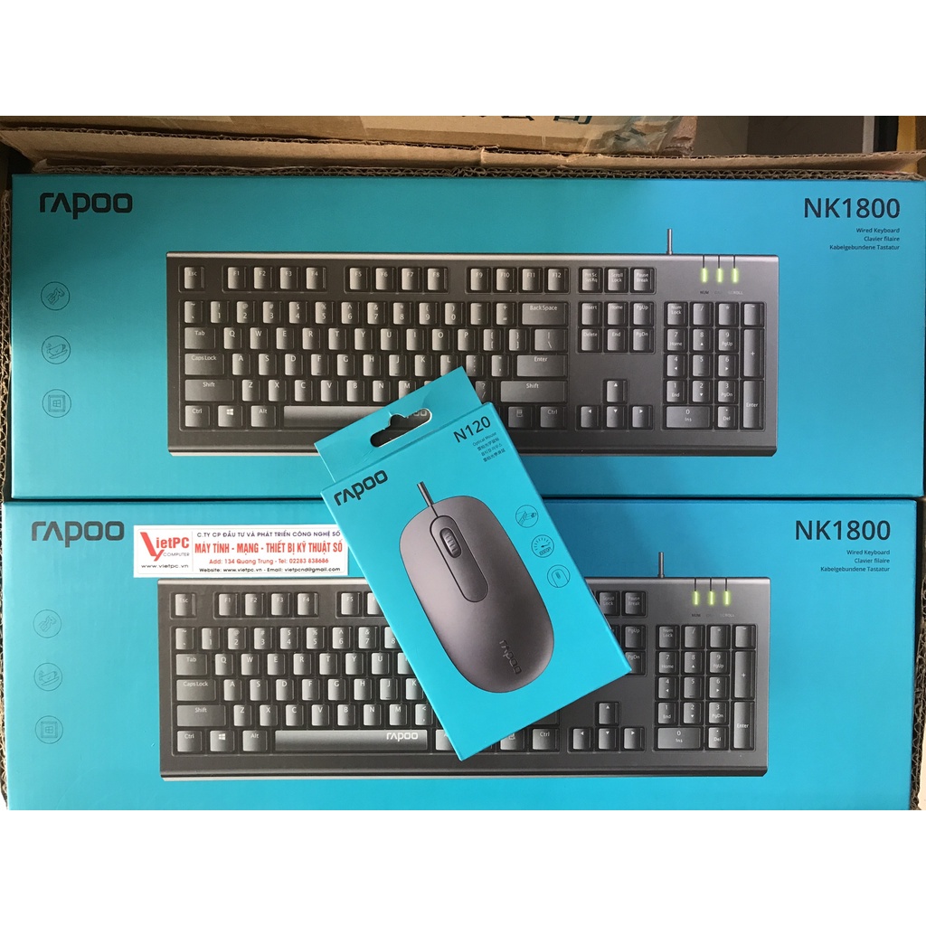 Bộ bàn phím chuột quang RAPOO chính hãng, có dây