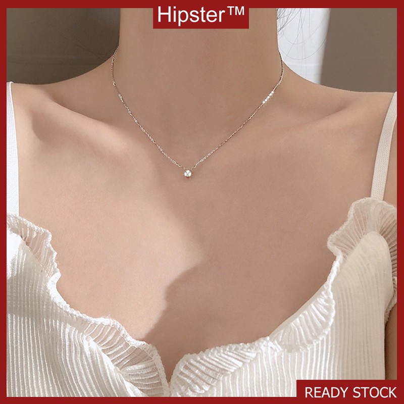 Vòng cổ mạ bạc 925 đính kim cương sang trọng thanh lịch cho nữ