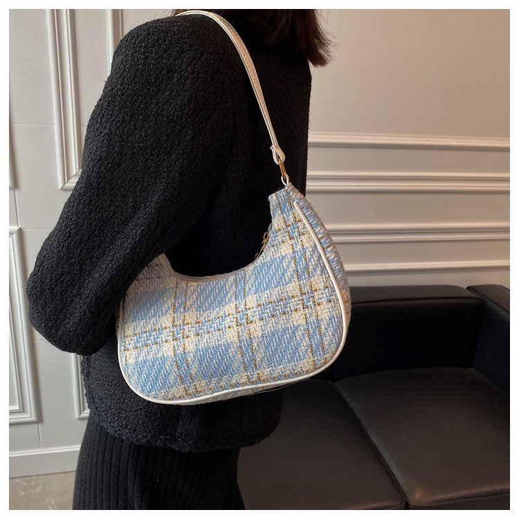 Túi đeo vai họa tiết caro đơn giản kiểu Tây thời trang