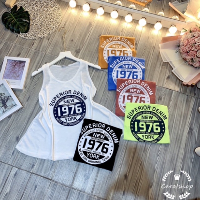 Áo 3 lỗ Hè ‘1976’ thun giấy 5 màu đang HOT- Carotshop trùng