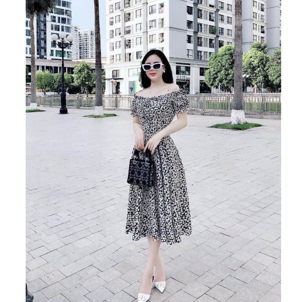 Đầm Nữ Lụa Hoa Dáng Xòe , Màu Sắc Tươi Mới Trẻ Trung Thanh Lịch - Winchois