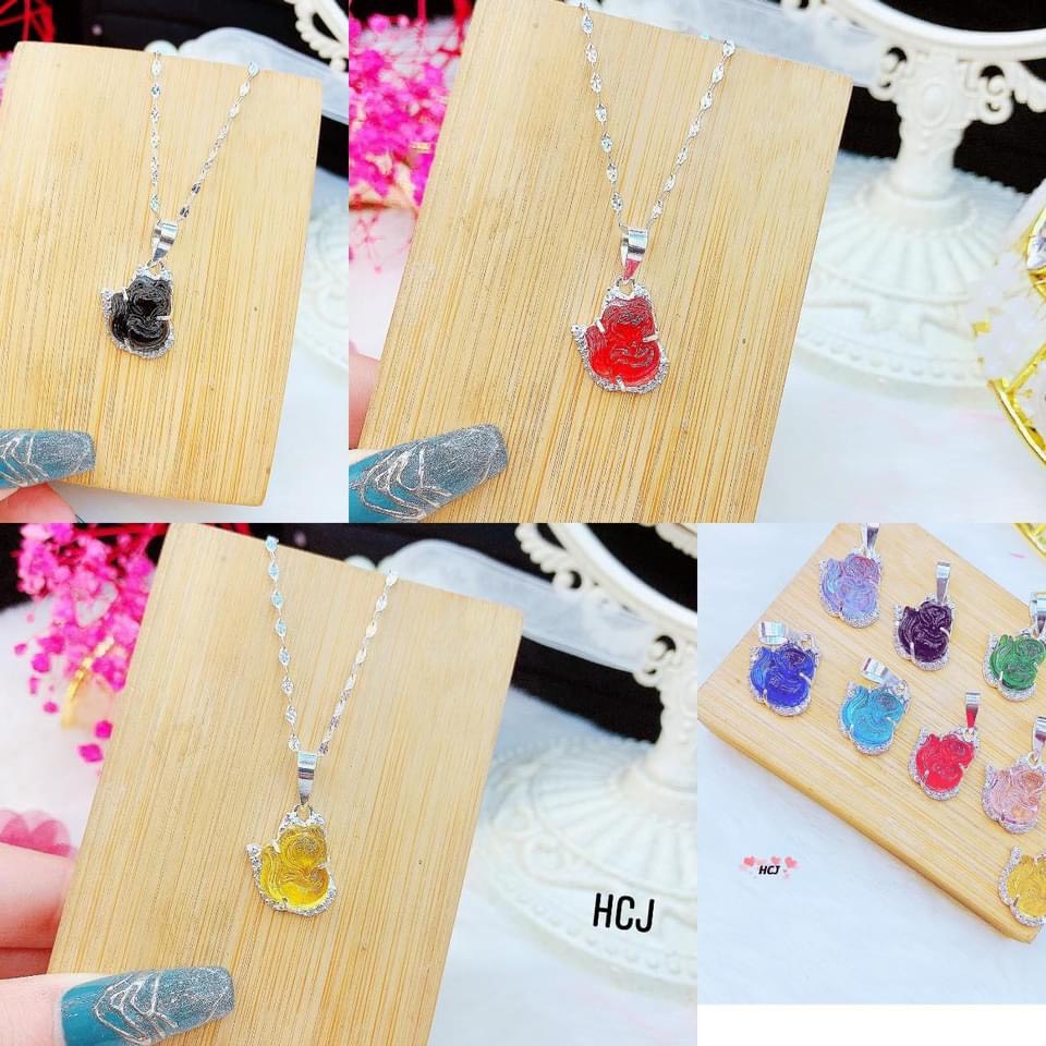 Dây chuyền nữ bạc thật mặt hồ ly đính đá đủ màu may mắn tình duyên - Kho sỉ bạc Nhất Linh