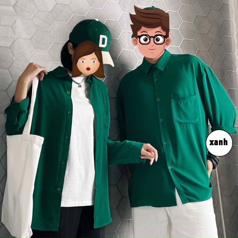 Áo Sơ Mi Lụa Xanh Lá Unisex KSS302
