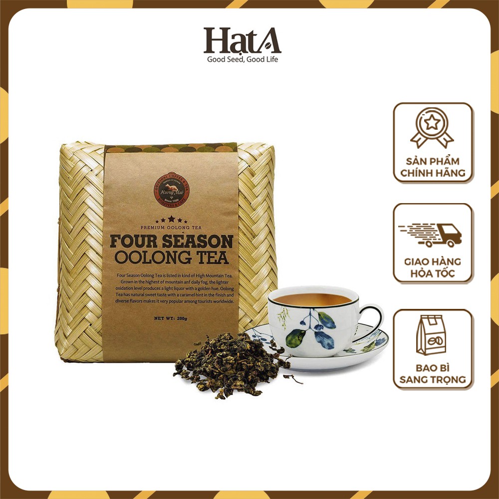 Trà ô long thượng hạng Hương Mai Cafe Premium Four Season Oolong Tea hương vị thanh nhẹ 200gr - đựng trong khay tre