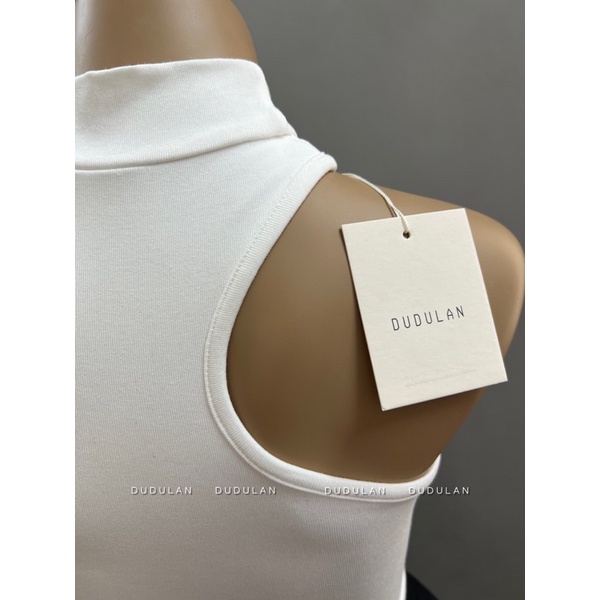 Áo ba lỗ cổ cao khoét vai lệch DUDULAN hai lớp chất cotton - A53