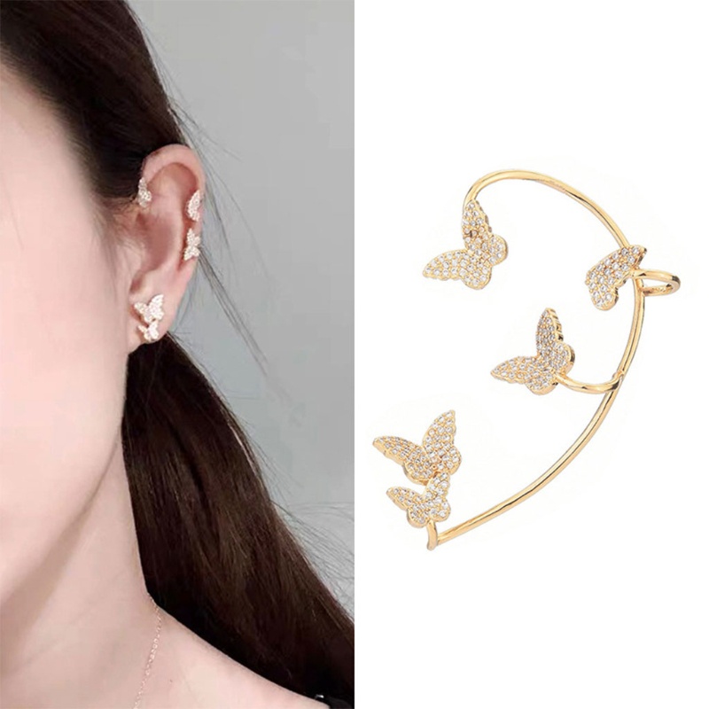Khuyên Kẹp Vành Tai Hình Bướm Đính Đá Zircon Lấp Lánh