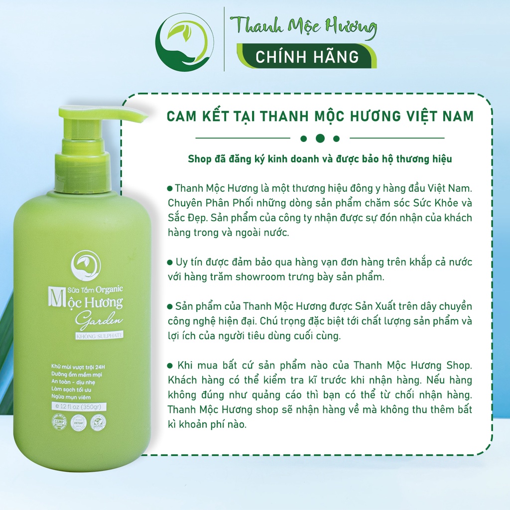 Sữa tắm trắng da Mộc Hương Garden Thanh Mộc Hương 350ml