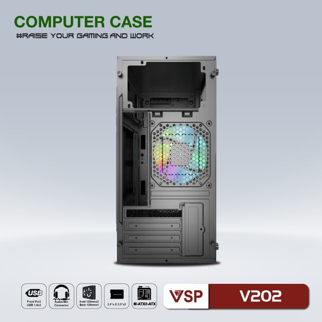 Case VSP V202 (Chuẩn mATX) - Nắp Hông Trong Suốt