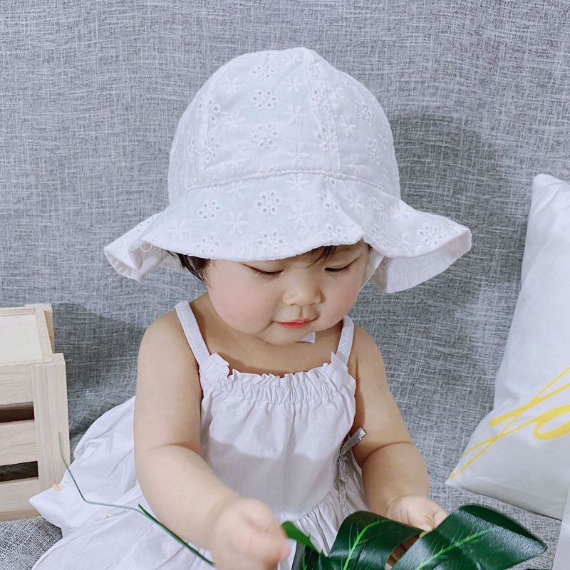 Nón Tai Bèo Bằng Cotton Thoáng Khí Thêu Họa Tiết Dễ Thương Thời Trang Mùa Hè Cho Bé Gái