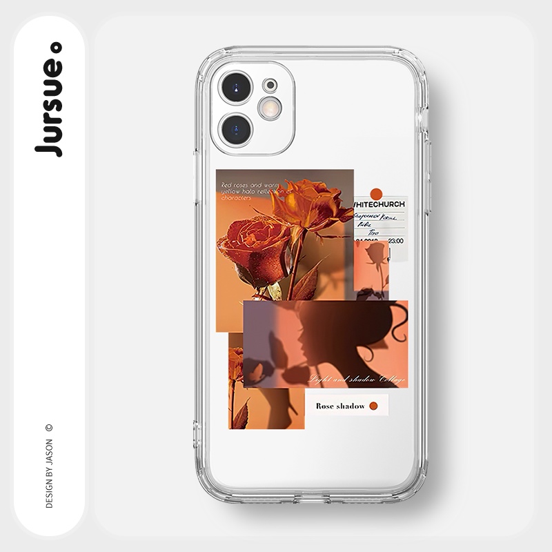 Ốp lưng JURSUE mềm viền vuông đáng yêu cho iPhone 13 12 11 Pro Max SE 2020 X XR XS 8 7 ip 6S 6 Plus Y2060